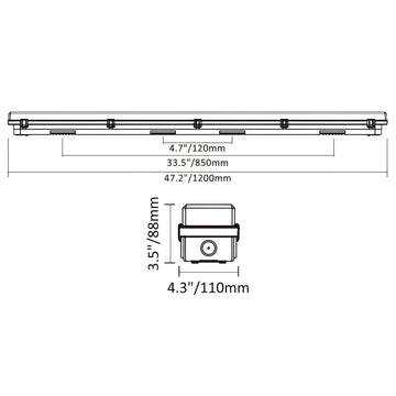 Dimension of 4ft warehouse lighting fixture or commercial led lighting